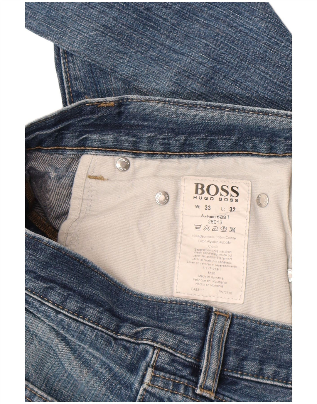 Hugo Boss Herren Straight Jeans W33 L32 Blaue Baumwolle