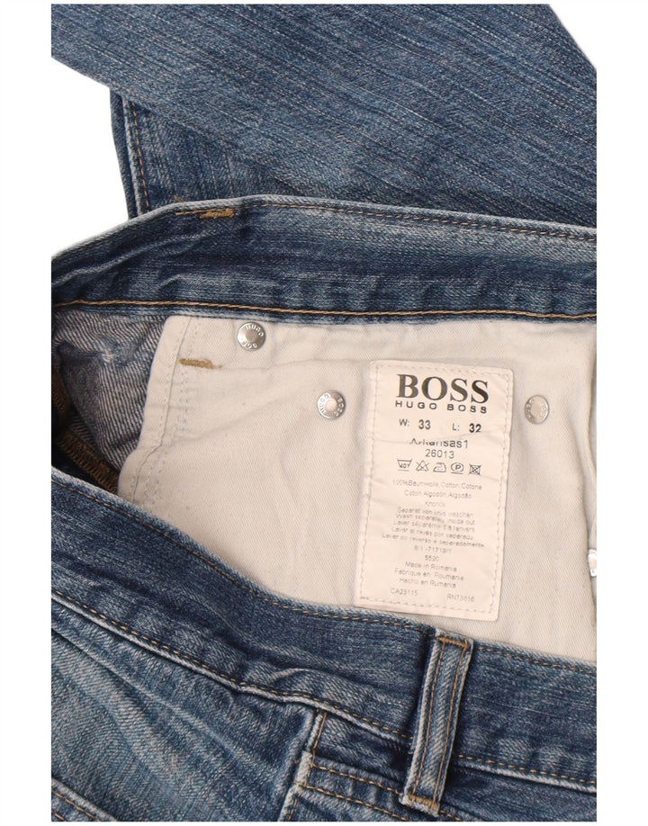 Hugo Boss Herren Straight Jeans W33 L32 Blaue Baumwolle