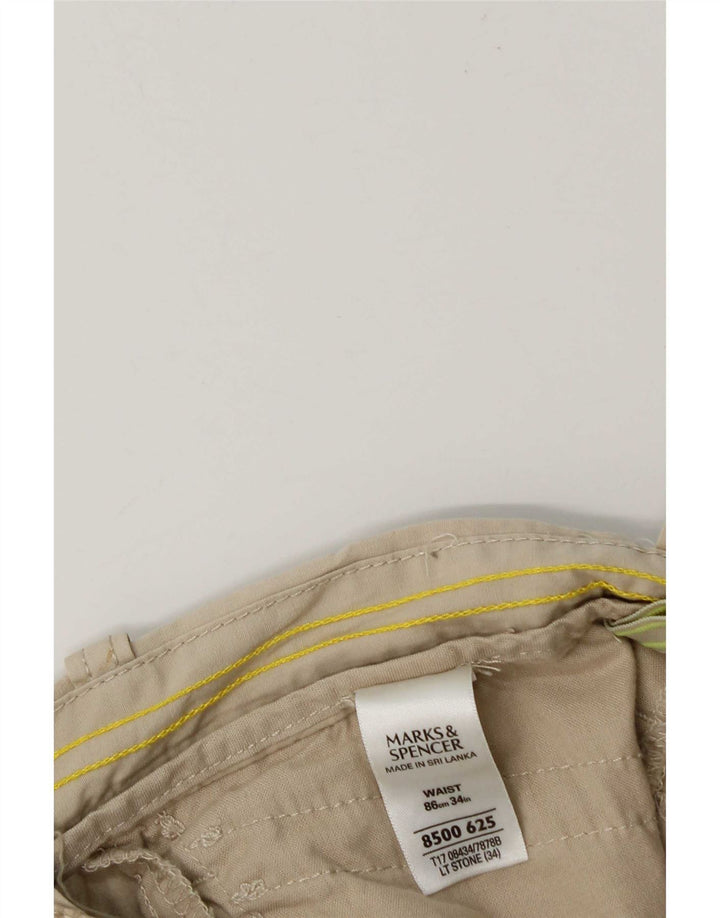 Marks & Spencer Herren Cargo-Bermudashorts W34 Large Beige Baumwolle