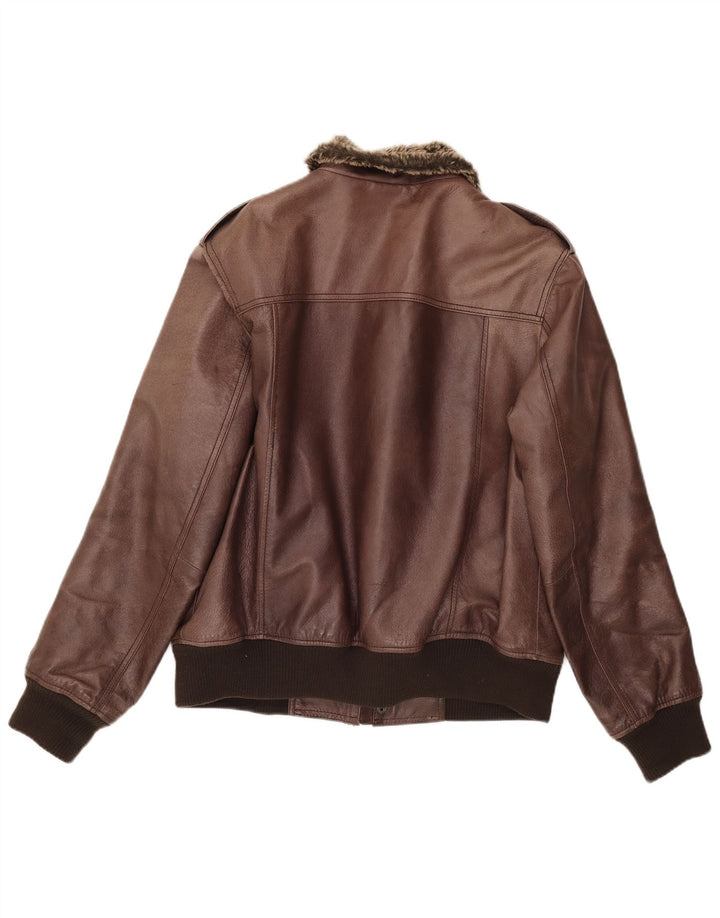 Blustaff Herren-Militär-Sherpa-Lederjacke, UK 40, großes braunes Leder