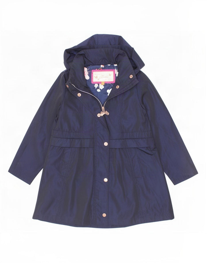 Ted Baker Mädchen-Regenmantel mit Kapuze, 7–8 Jahre, Marineblau