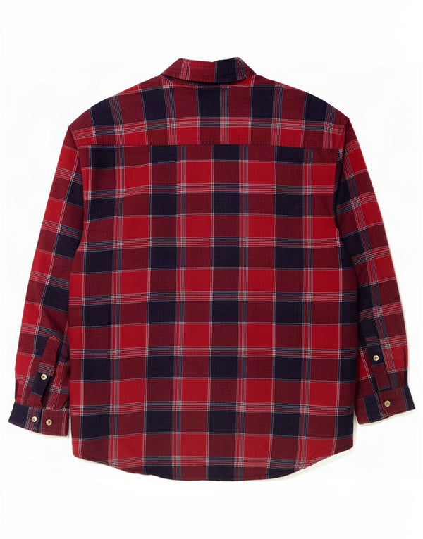 Identic Mens Lumberjack Flannel Shirt Size 45/46 2XL Burgundy Check Cotton