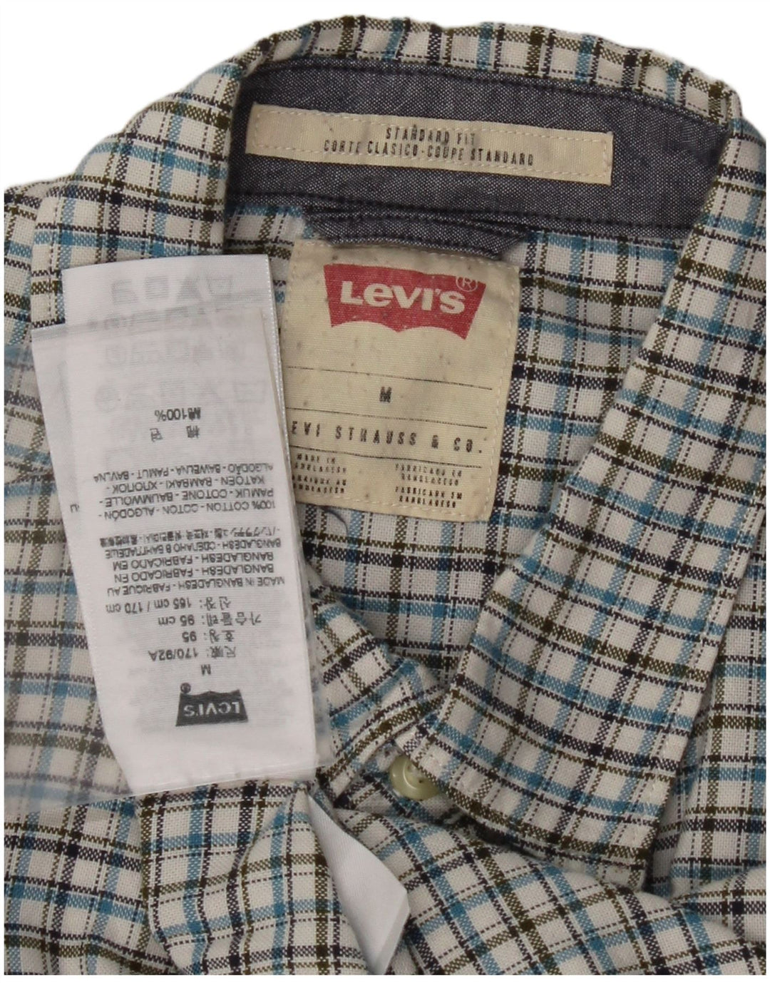 LEVI'S Herren-Coupé-Hemd mit Standard-Passform, mittelblau karierte Baumwolle