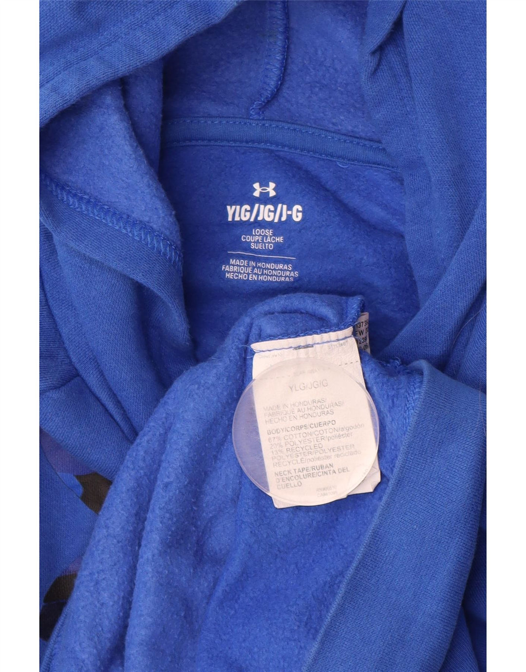 UNDER ARMOUR Jungen-Pullover mit grafischem Kapuzenpullover, 11–12 Jahre, groß, blaue Baumwolle