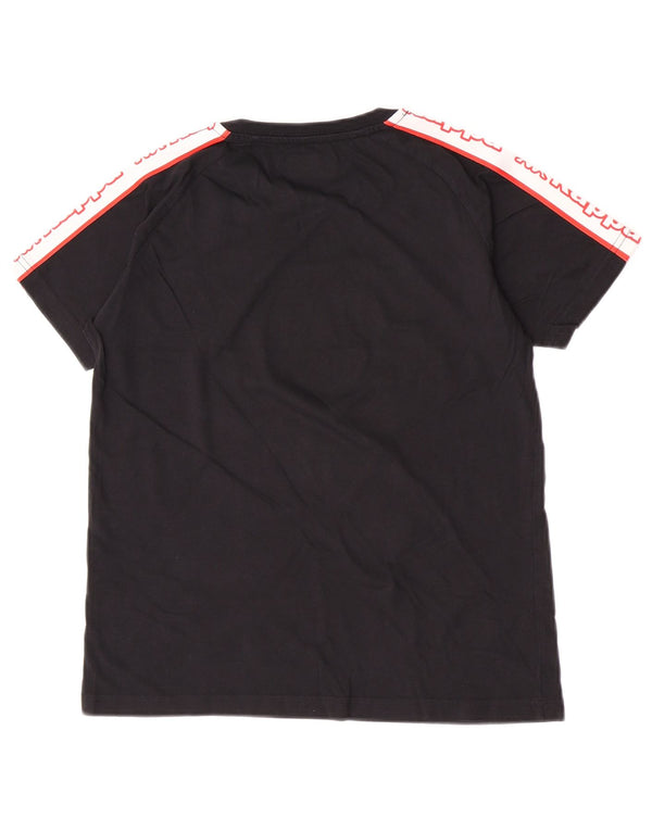 Kappa Womens Graphic T-Shirt Top UK 14 Large Schwarz Colourblock Baumwolle