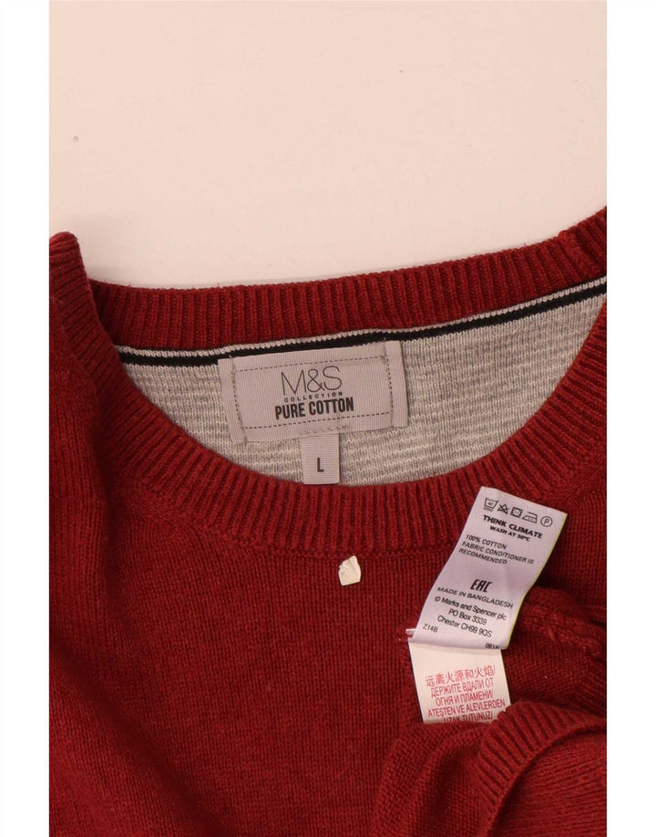 Marks & Spencer Herren-Pullover mit U-Boot-Ausschnitt, groß, aus roter Baumwolle