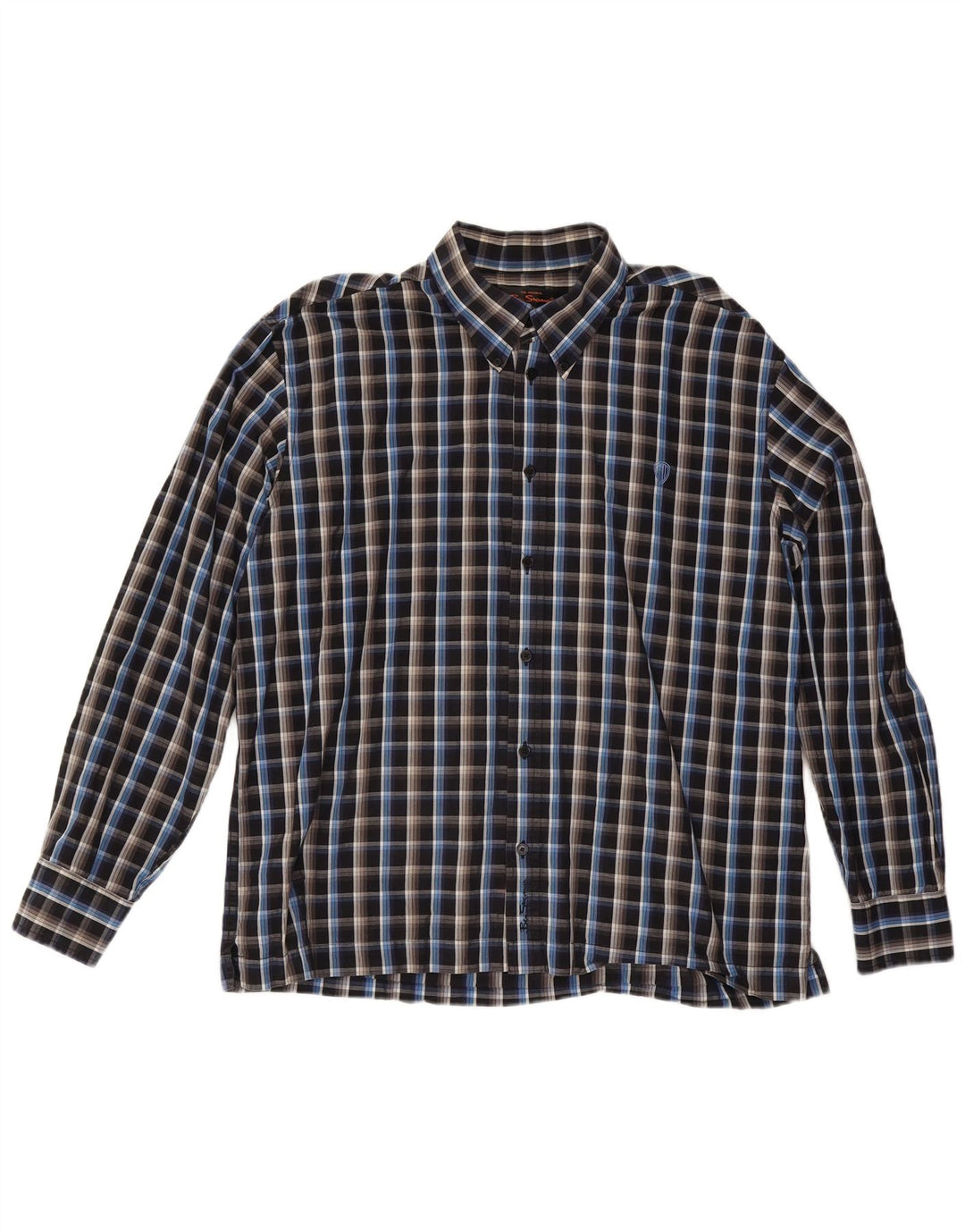 Ben Sherman Herrenhemd 2XL schwarz kariert Baumwolle
