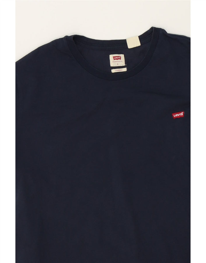LEVI'S Mens Standard T-Shirt Top Large Navy Blue Cotton Vintage Levi's and Second-Hand Levi's from Messina Hembry 