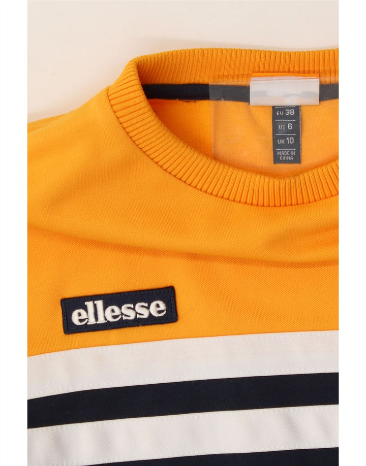 ELLESSE Womens Oversized Sweatshirt Jumper UK 10 Small Yellow Colourblock Vintage Ellesse and Second-Hand Ellesse from Messina Hembry 