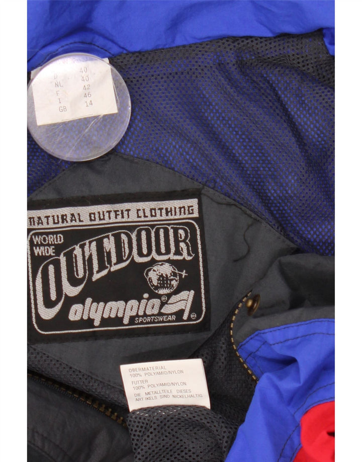 Olympia Damen-Bomberjacke mit Kapuze, übergroß, UK 14, Größe L, Blau, Farbblock