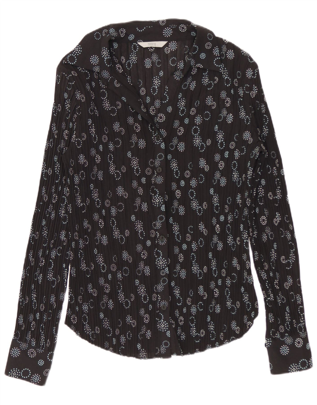 Marks & Spencer Damen-Hemdbluse, Größe S, Schwarz, geometrisch, Polyester