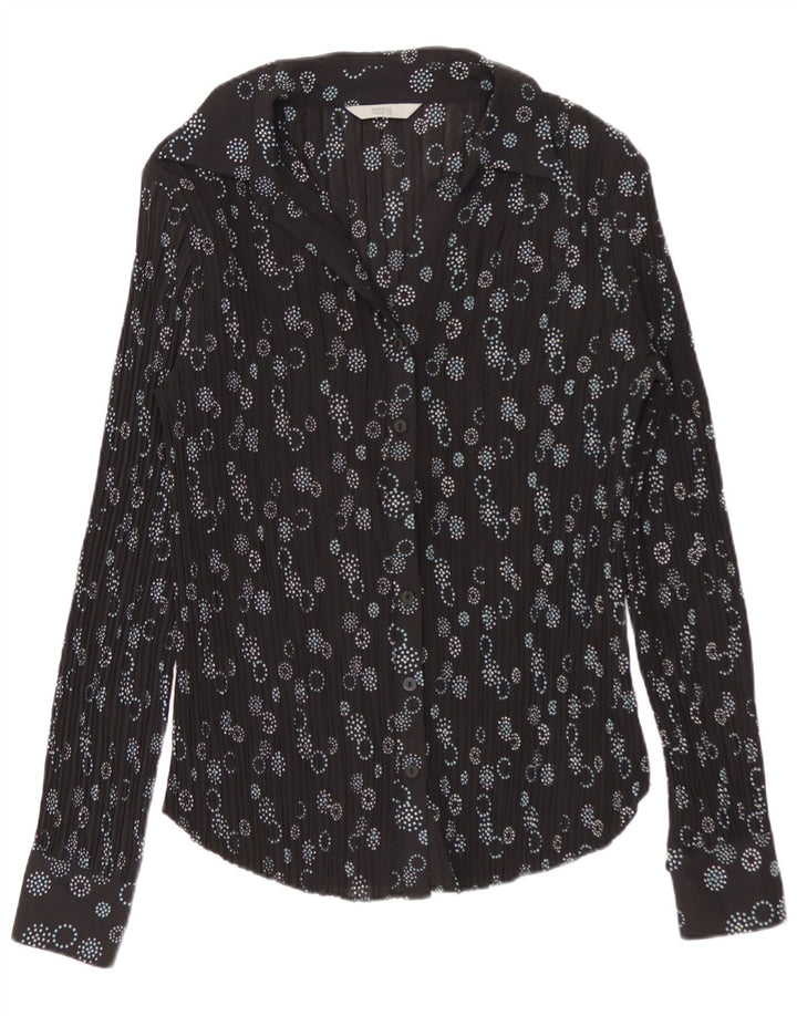 Marks & Spencer Damen-Hemdbluse, Größe S, Schwarz, geometrisch, Polyester