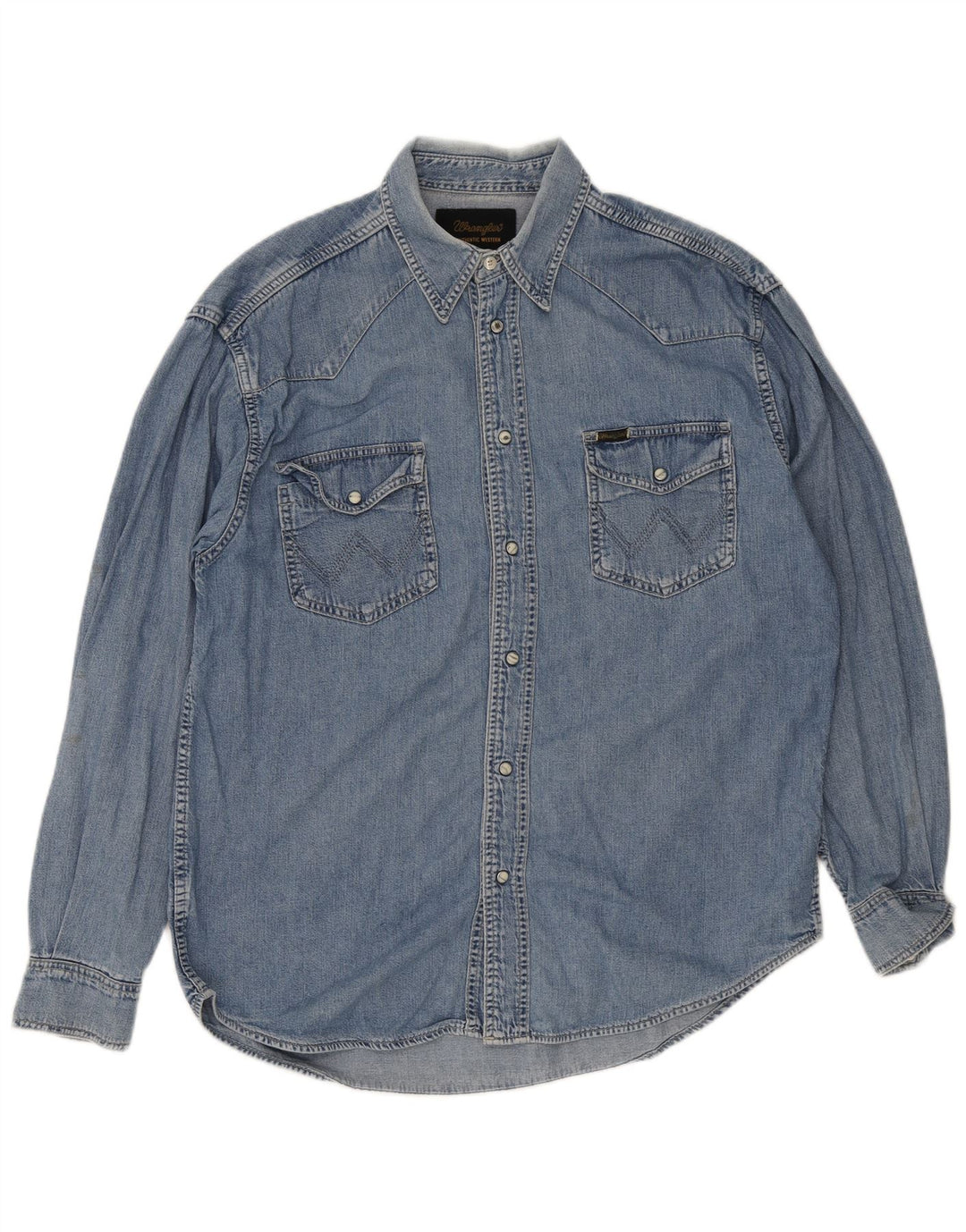 Wrangler Herren-Western-Jeanshemd, groß, aus blauer Baumwolle