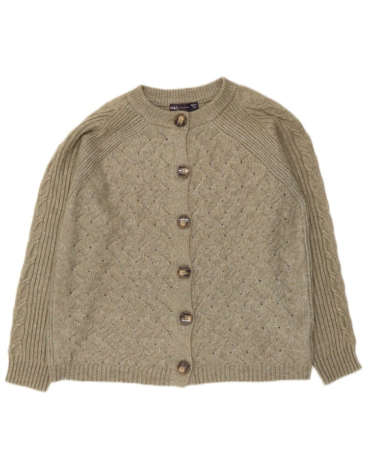 Marks & Spencer Damen-Cardigan-Pullover UK 14 Medium Khaki Polyester