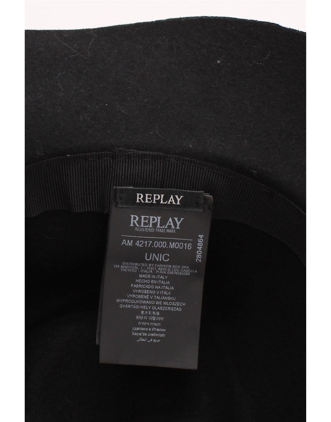 Replay Damen-Fedora-Hut, Einheitsgröße, schwarze Wolle, klassisch