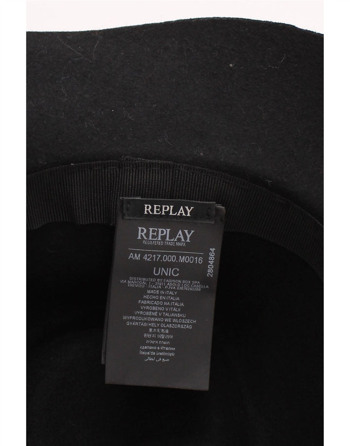 Replay Damen-Fedora-Hut, Einheitsgröße, schwarze Wolle, klassisch