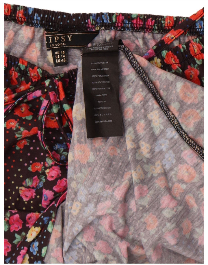 Lipsy Damen-Maxikleid, Größe S, Schwarz, Blumenmuster, Polyester
