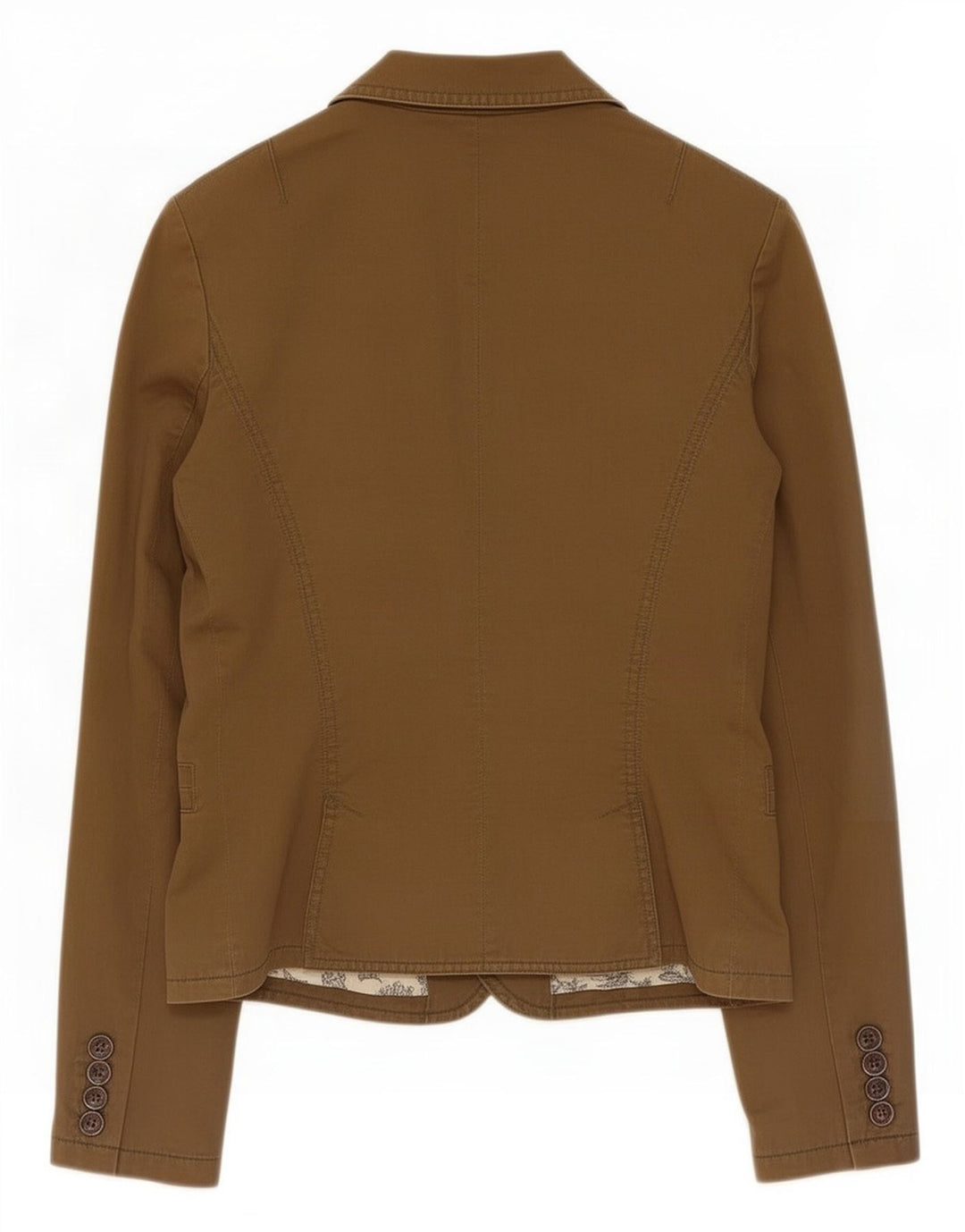 Zara Damen-Blazer mit 2 Knöpfen, UK 12, mittlere Khaki-Baumwolle