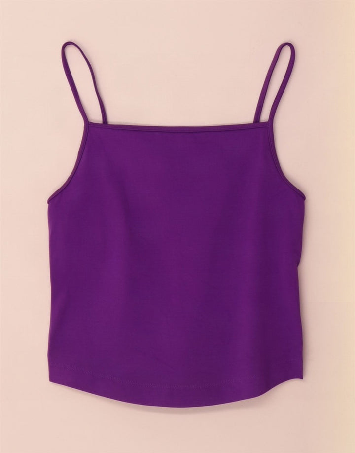 Zara Damen Cami Top UK 14 Large Lila Baumwolle
