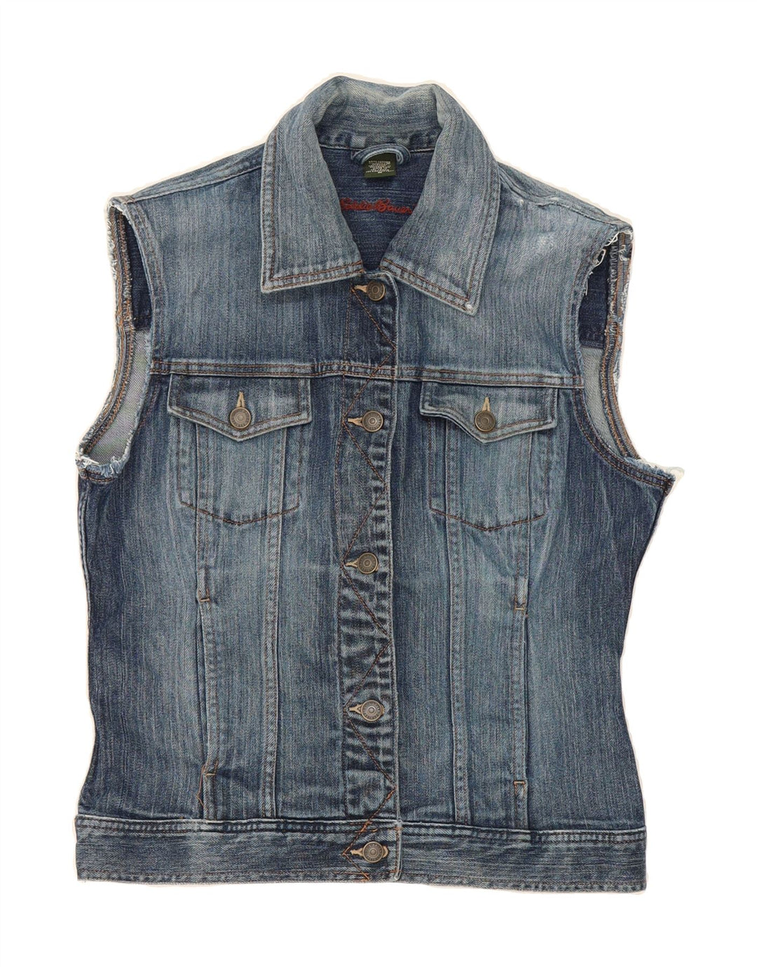 EDDIE BAUER Womens Denim Gilet UK 14 Medium Blue Cotton Vintage Eddie Bauer and Second-Hand Eddie Bauer from Messina Hembry 