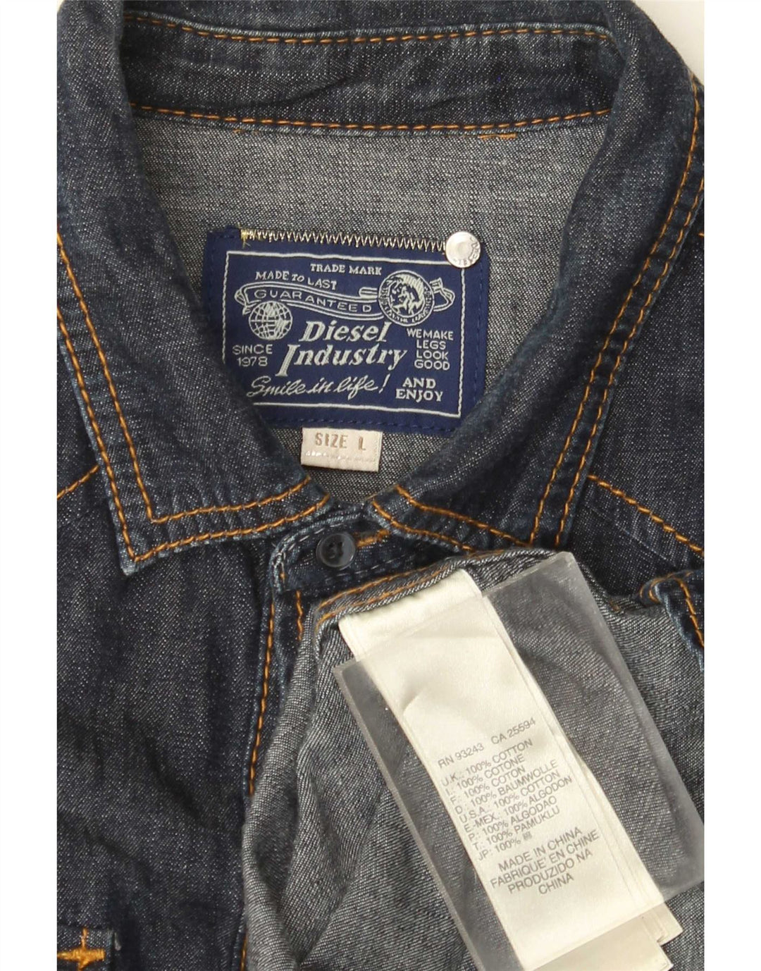 Diesel Herren-Jeanshemd, große marineblaue Baumwolle