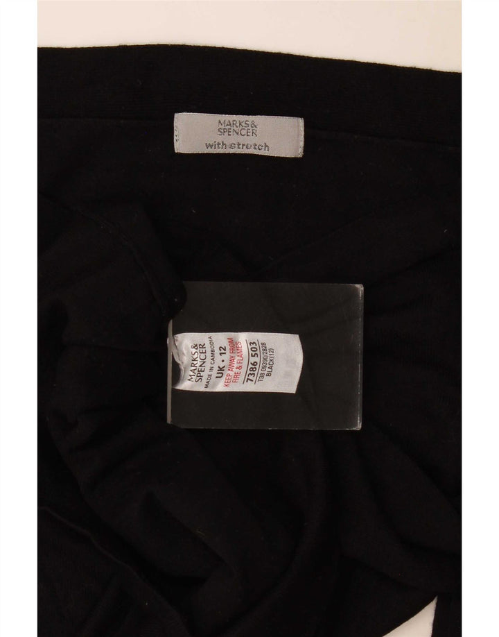 Marks & Spencer Damen-Top, 3/4-Ärmel, UK-Größe 12, Mittelschwarz, Viskose