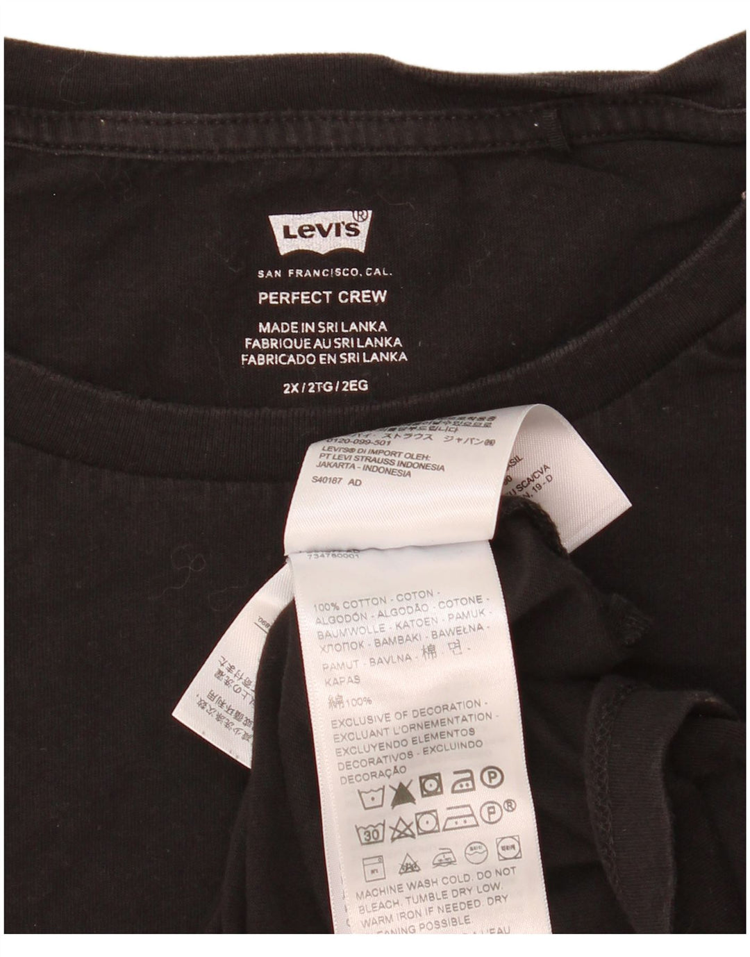 Levi's Herren T-Shirt Top 2XL Schwarz Baumwolle