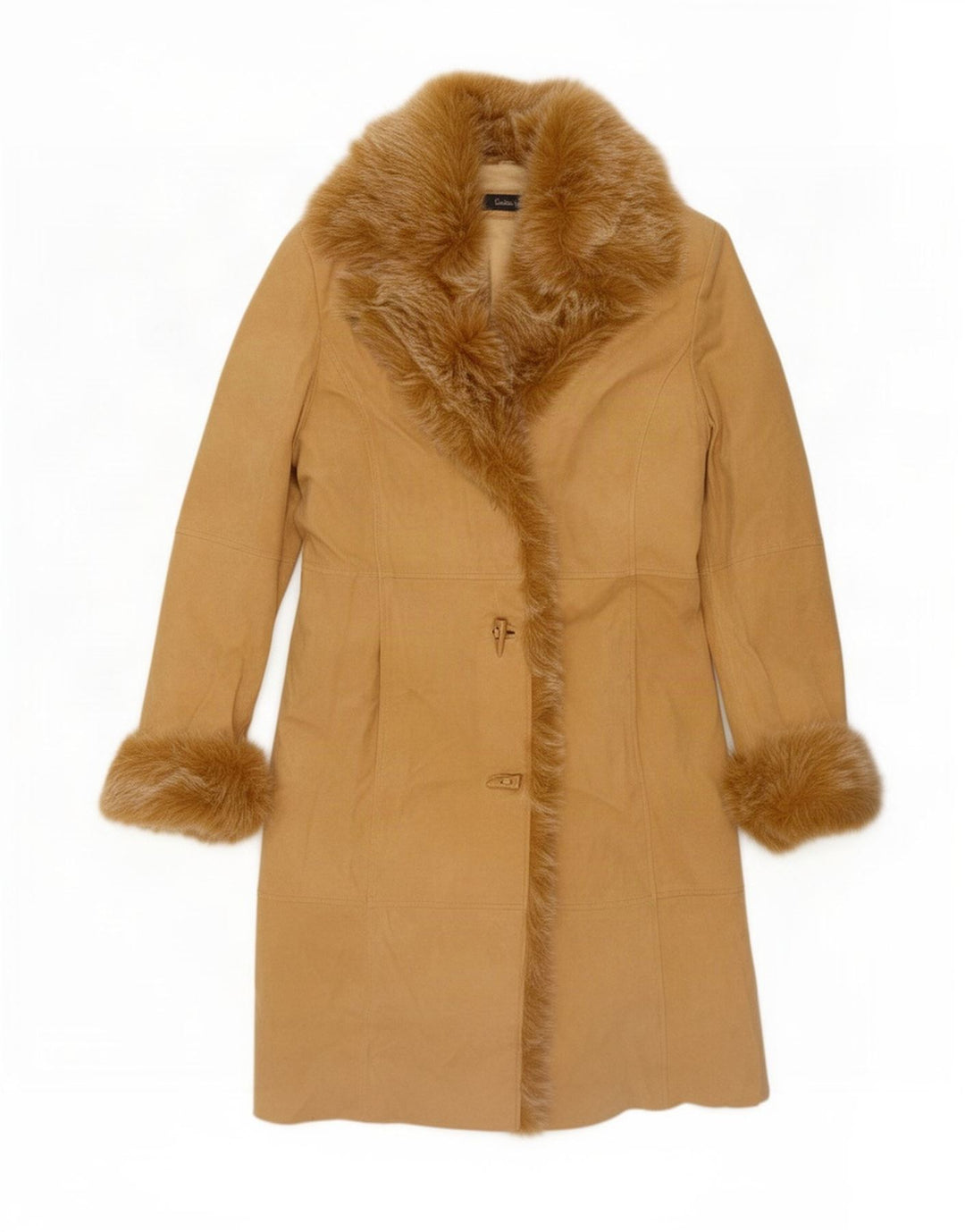 Vintage Damen Wildledermantel EU 38 Mittelbeiges Leder