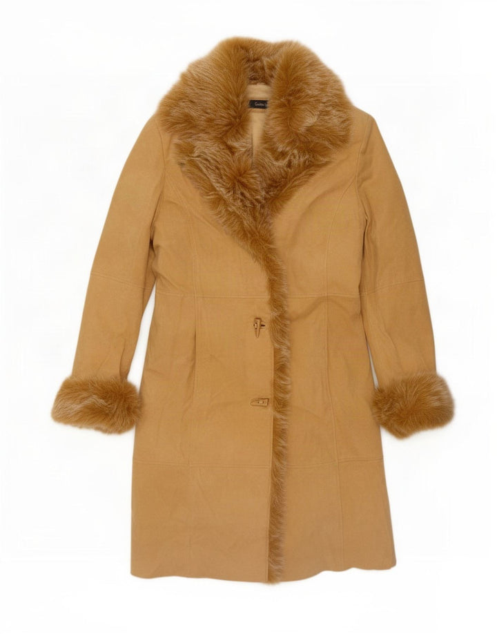 Vintage Damen Wildledermantel EU 38 Mittelbeiges Leder