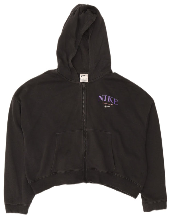 Nike Mädchen Crop Graphic Übergroßer Kapuzenpullover mit Reißverschluss, 13–14 Jahre, XL, Schwarz