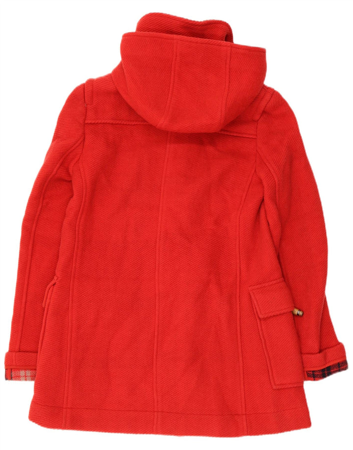 Topshop Damen-Dufflecoat mit Kapuze, UK 8, Größe S, rote Wolle