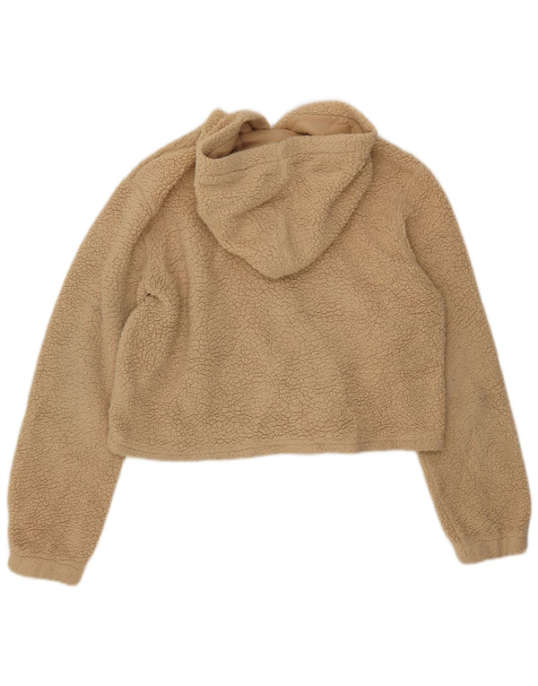 FILA Damen Crop Graphic Fleece Pullover UK 16 Large Beige Polyester