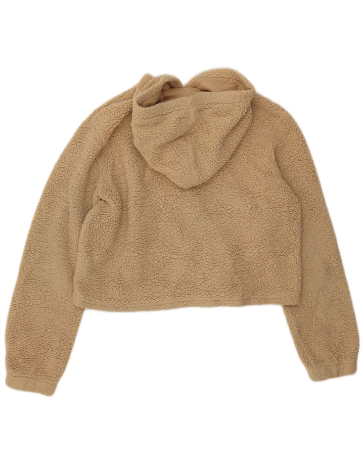 FILA Damen Crop Graphic Fleece Pullover UK 16 Large Beige Polyester