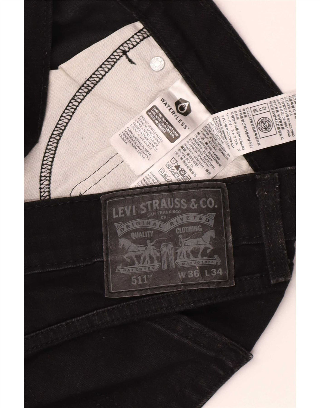 Levi's Herren 511 Slim Jeans W36 L34 Schwarze Baumwolle