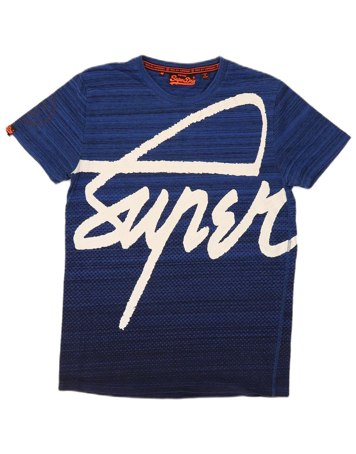 Superdry Herren-T-Shirt mit normaler Grafik, mittelblau, gestreift, Baumwolle