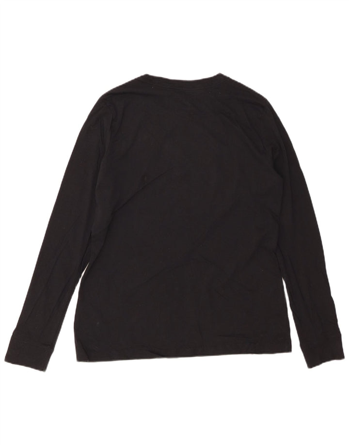 NIKE Womens Graphic Top Langarm UK 14 Mittelschwarze Baumwolle