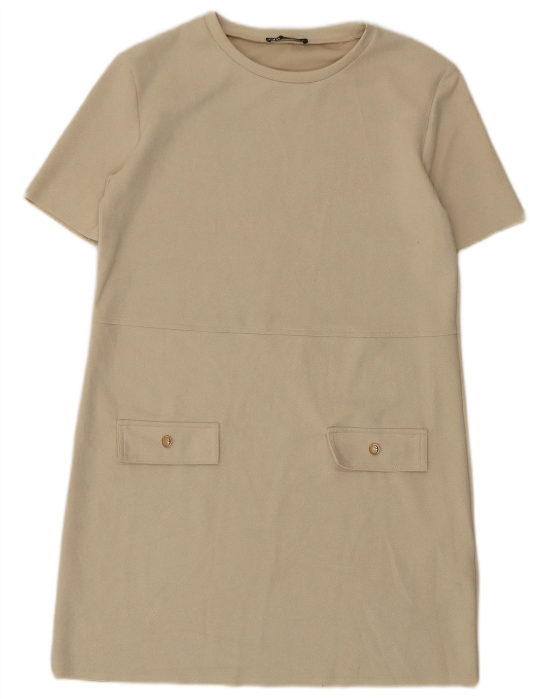 Zara Damen Etuikleid UK 14 Medium Off White Polyester