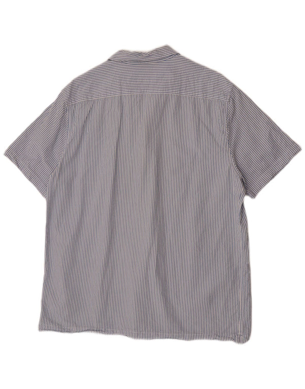 Marks & Spencer Herren-Kurzarmhemd XL, blau gestreift, Baumwolle
