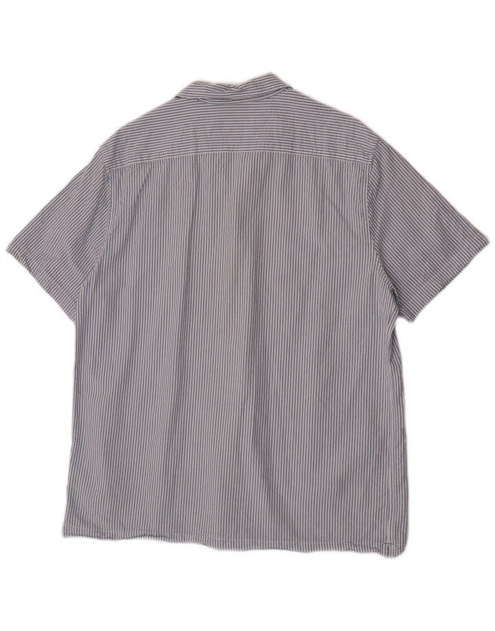 Marks & Spencer Herren-Kurzarmhemd XL, blau gestreift, Baumwolle