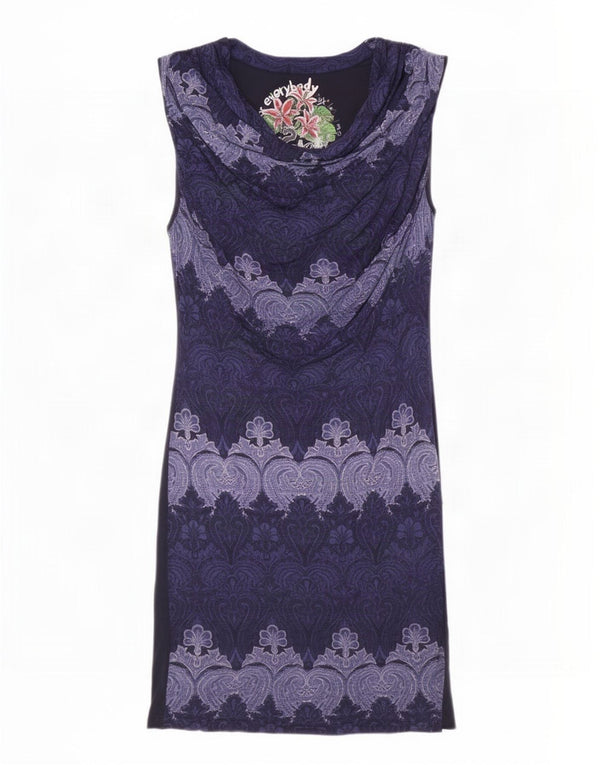 Desigual Damen Etuikleid UK 18 XL Marineblau Paisley