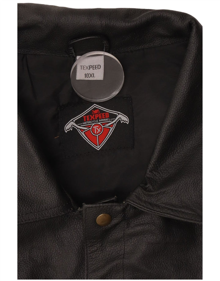 Texpeed Herren Motorrad-Lederweste 10XL Schwarz