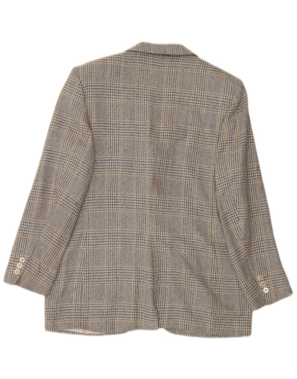 Burberrys Damen-Blazer mit 3 Knöpfen, UK 12, Mittelblau mit Hahnentrittmuster