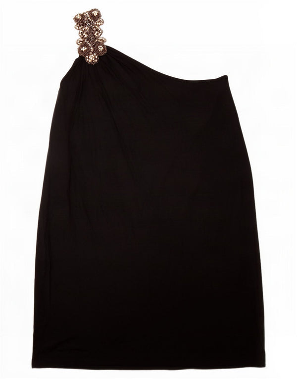 Topshop Damen One-Shoulder-Kleid UK 12 Mittelschwarze Viskose