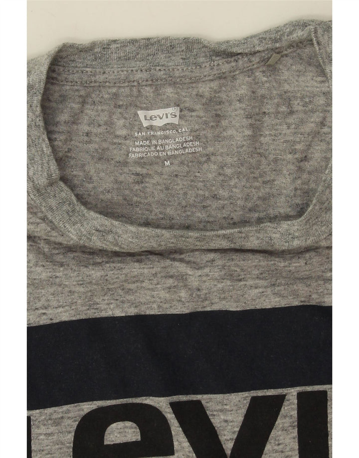 LEVI'S Womens Graphic T-Shirt Top UK 14 Medium Grey Flecked Cotton Vintage Levi's and Second-Hand Levi's from Messina Hembry 