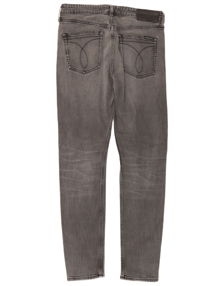 Calvin Klein Herren Slim Jeans W33 L32 Graue Baumwolle