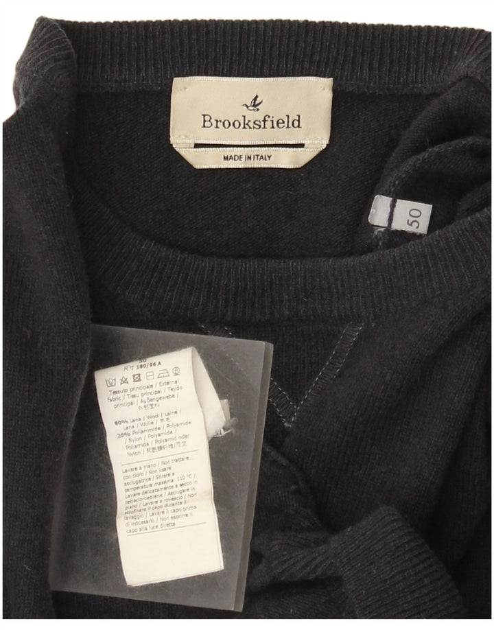 Brooksfield Herren-Pullover mit Rundhalsausschnitt, IT 50, mittelgraue Wolle