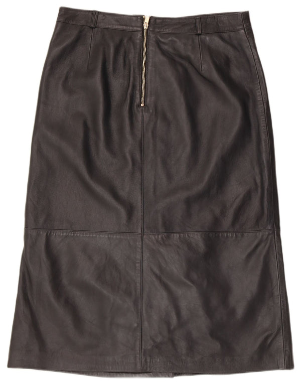 MINT VELVET Damen Lederrock UK 14 Large W34 Schwarzes Leder