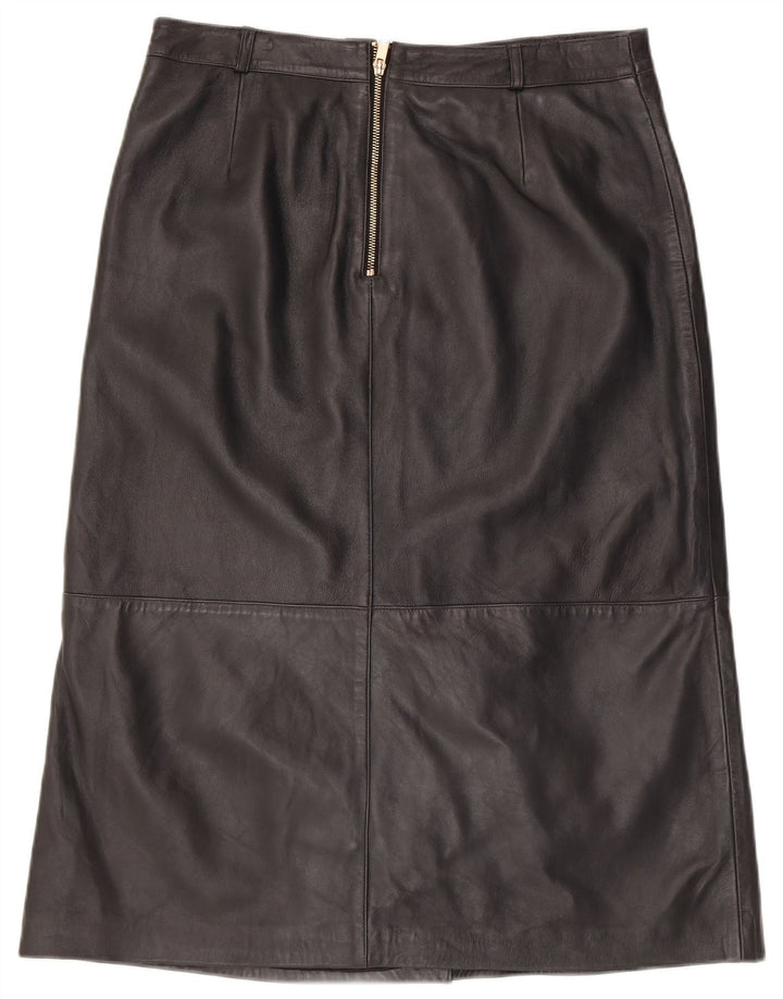 MINT VELVET Damen Lederrock UK 14 Large W34 Schwarzes Leder