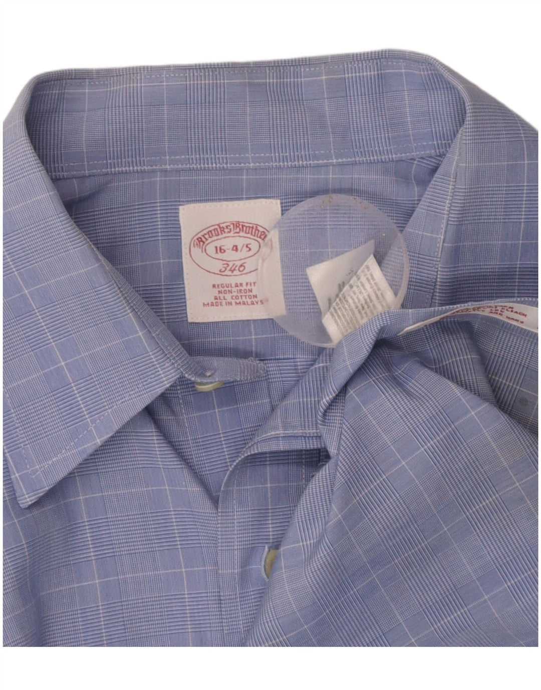 BROOKS BROTHERS Mens Regular Fit Shirt Size 16 4/5 Large Blue Check Cotton