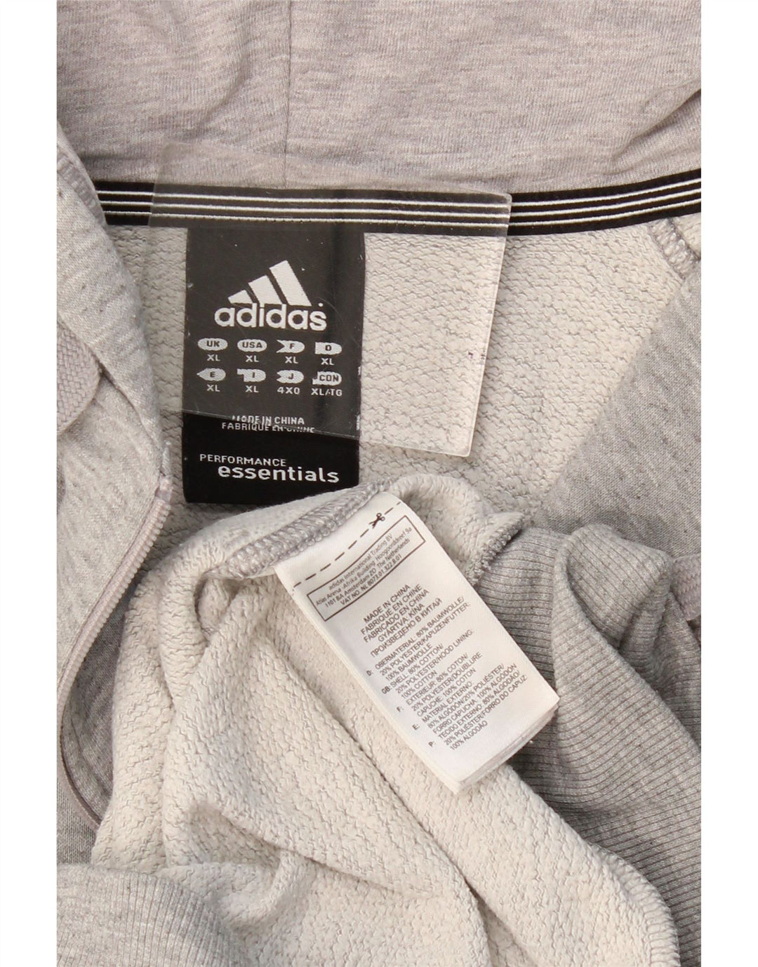 Adidas Herren Zip Hoodie Pullover XL Grau Baumwolle